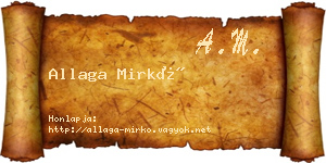Allaga Mirkó névjegykártya